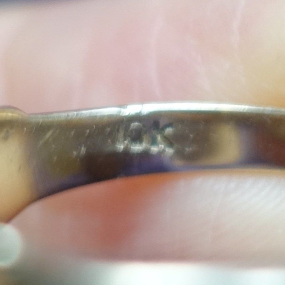 spotted agate ring with crescent moon detail in 10K YG - Picture 6 of 6